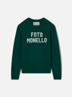 Douglas crewneck knitwear in forest green with Foto Monello lettering