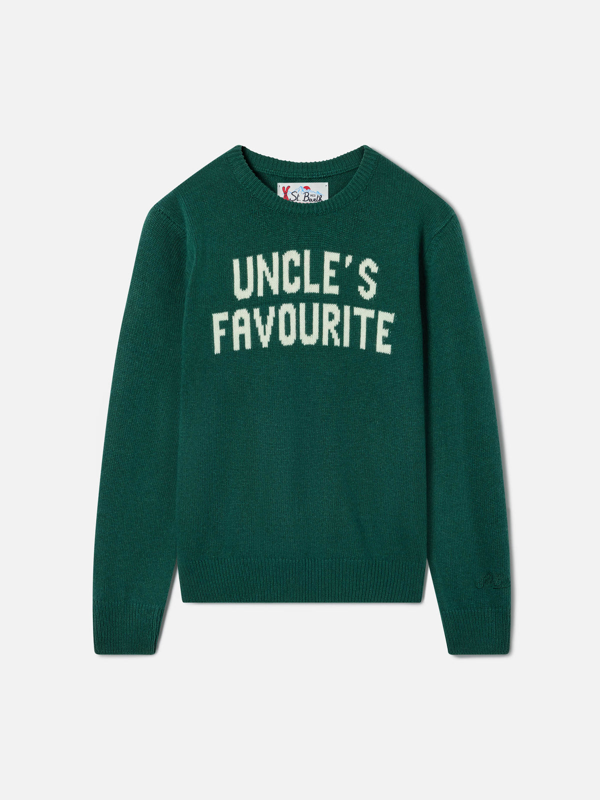 Jersey de punto verde con cuello redondo Douglas con intarsia Uncle's Favourite 