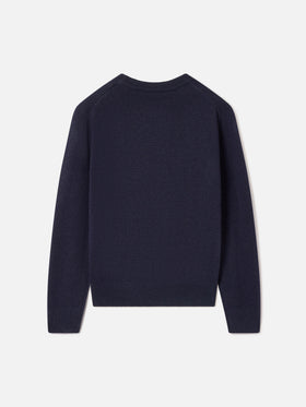 Jersey de punto con cuello redondo blue Douglas en azul marino con intarsia y bordado St. Moritz | Special edition 