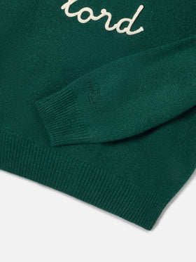 Grüner Rundhals-Strickpullover Douglas mit Piccolo Lord-Stickerei 