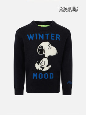 Blue navy Snoopy Winter mood sweater for boy - Special edition