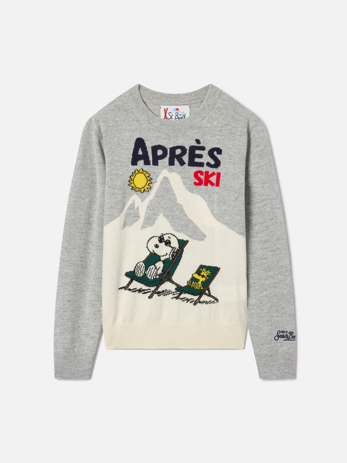 Maglia girocollo Douglas grigia con intarsio Snoopy | Special edition