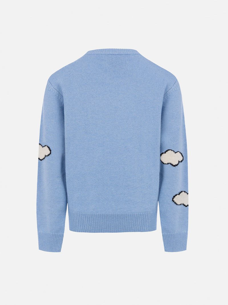 Boy light blue crewneck sweater Douglas with Peanuts ski print | SNOOPY PEANUTS SPECIAL EDITION