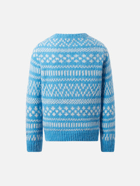 Light blue crewneck Douglas Soft with Prince of Chalet embroidery