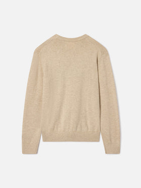 Pull ras-du-cou en mélange de coton et laine vierge beige Douglas avec intarsia Sciupa Femmine 