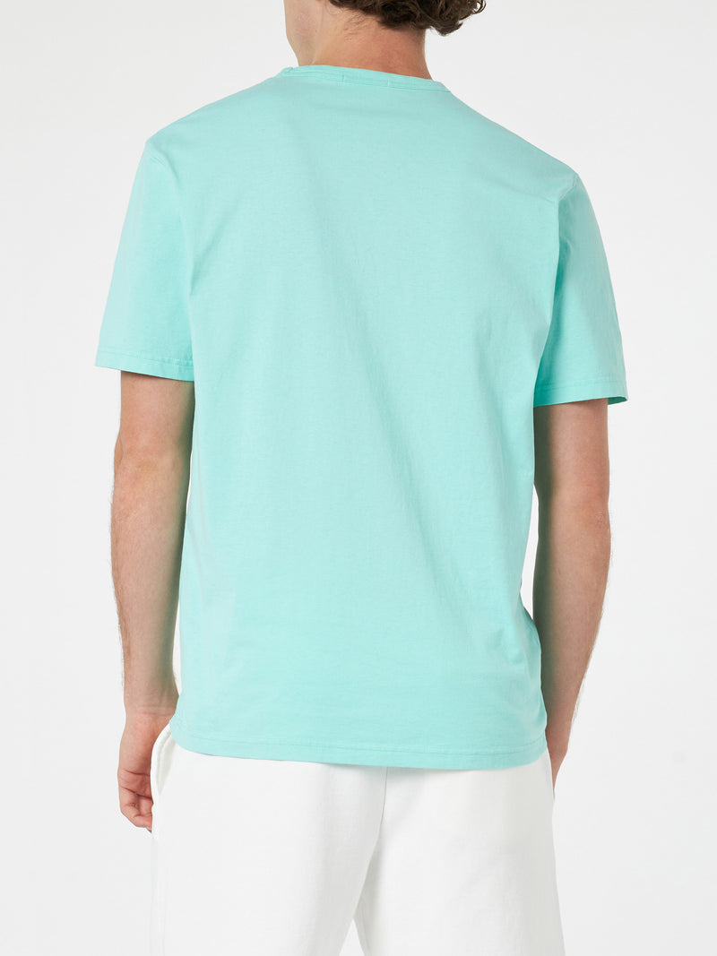 T-shirt da uomo Dover in jersey di cotone verde salvia con ricamo St. Barth