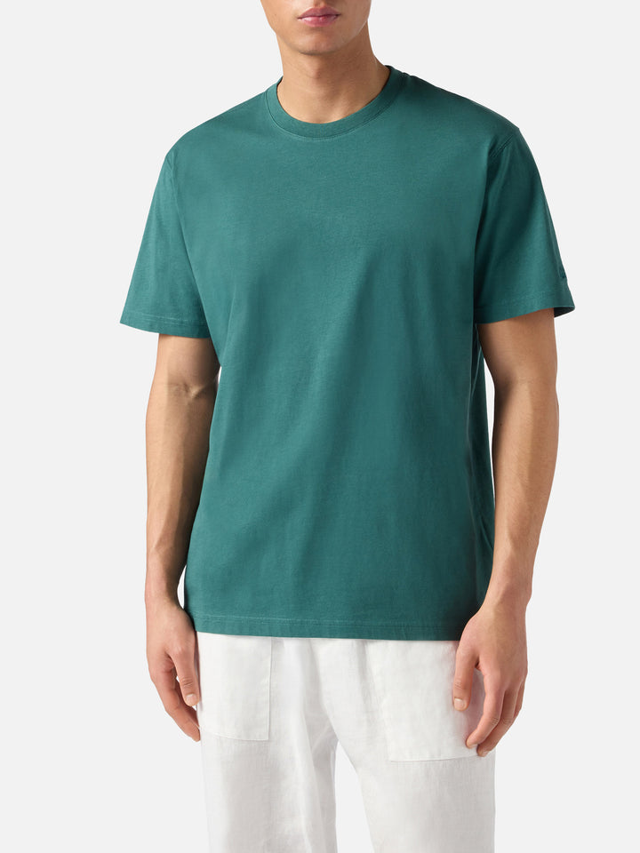 Green Dover cotton t-shirt with logo embroidery