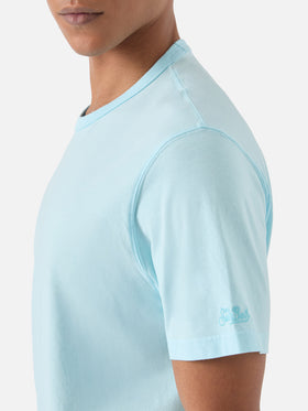 Aqua green Dover cotton t-shirt with logo embroidery