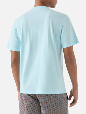 Aqua green Dover cotton t-shirt with logo embroidery
