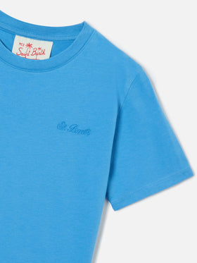 Powder blue Dover Jr t-shirt in pure cotton with embroidered logo