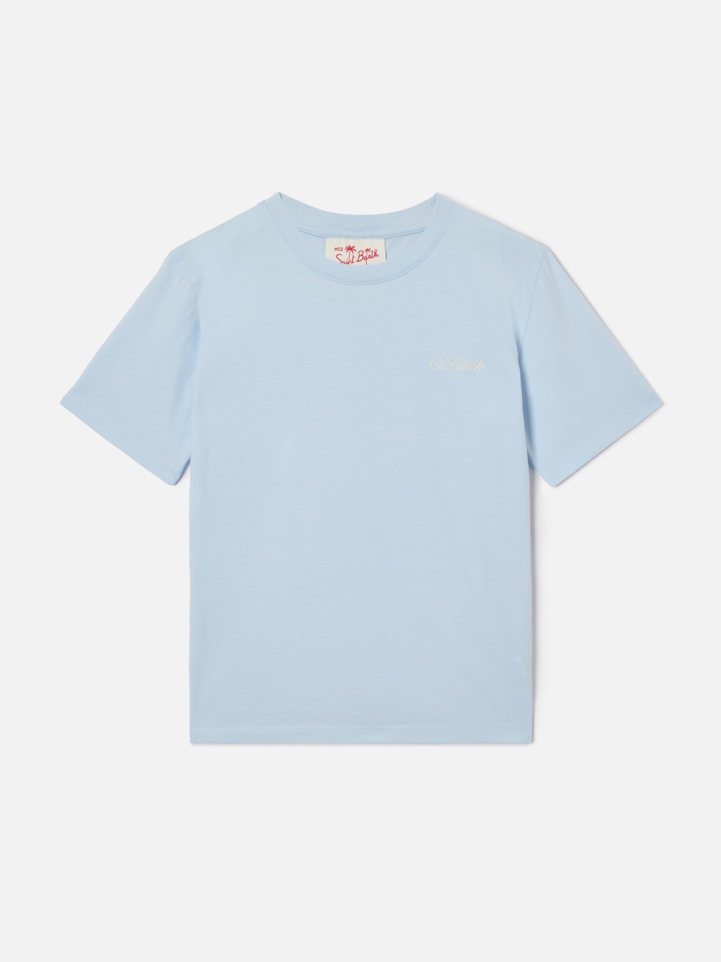 Light blue Dover Jr t-shirt in pure cotton with embroidered logo