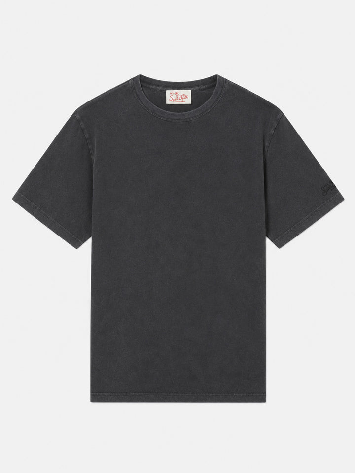 Schwarzes Jersey-T-Shirt Dover aus Bio-Baumwolle mit St. Barth-Stickerei 