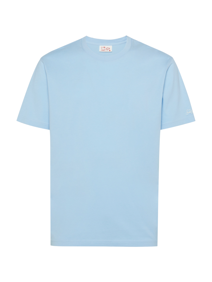 Hellblaues Baumwolljersey-T-Shirt Dover mit St. Barth-Stickerei