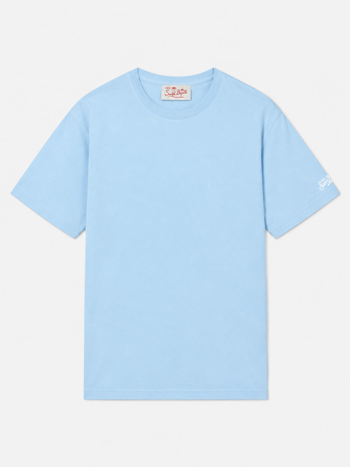 Hellblaues T-Shirt Dover aus Baumwolljersey mit St. Barth-Stickerei 