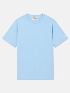 Hellblaues T-Shirt Dover aus Baumwolljersey mit St. Barth-Stickerei 