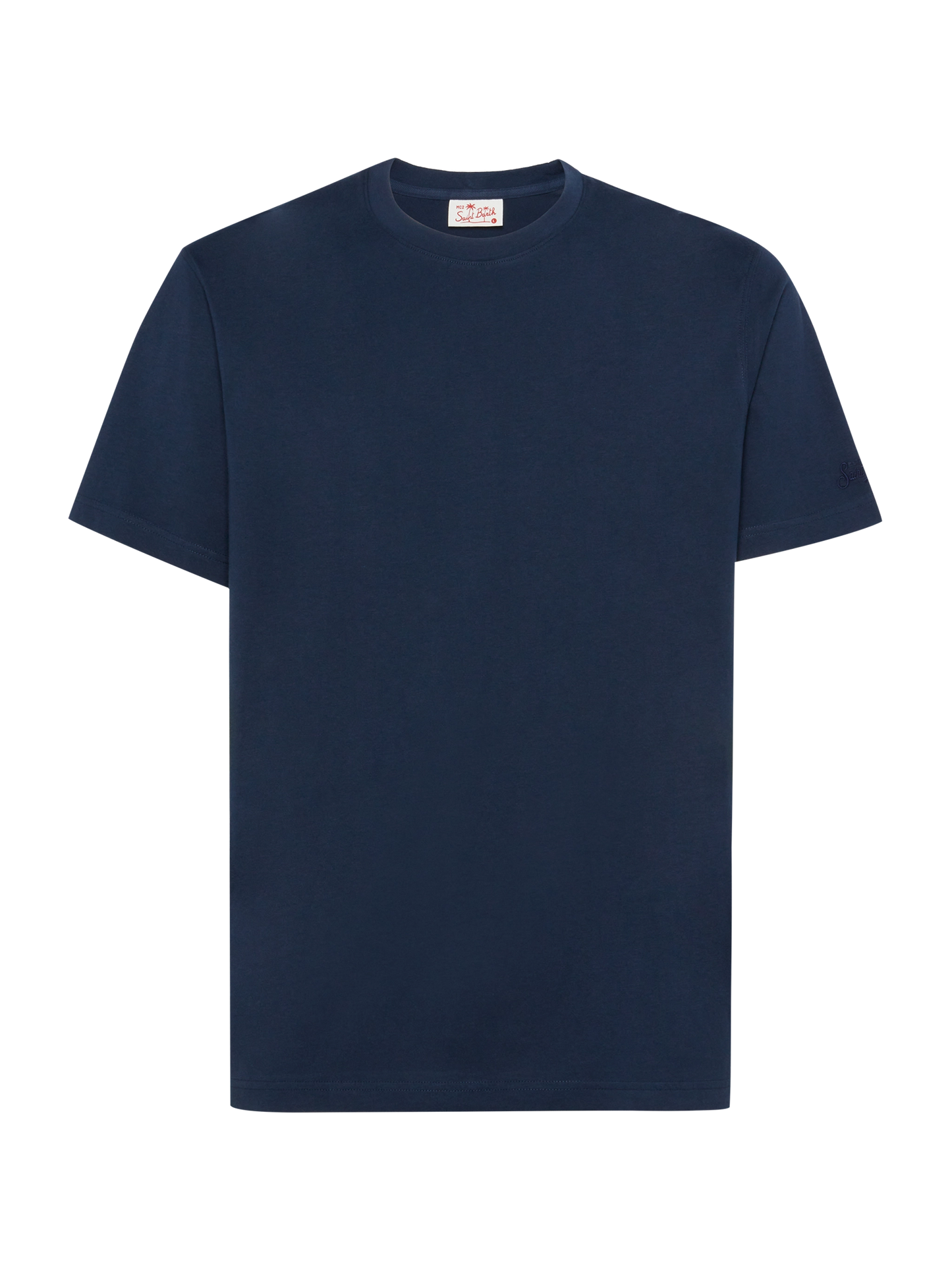 Marineblaues Baumwolljersey-T-Shirt Dover mit St. Barth-Stickerei