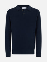 Maglione a coste da uomo Downing blu navy