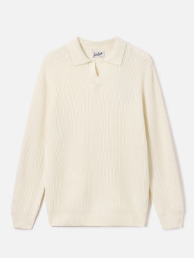 Off white Downing wool ribbed knit polo
