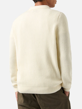 Off white Downing wool ribbed knit polo