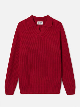 Polo de punto acanalado en lana Red Downing 