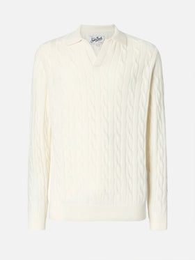 Polo in maglia Downing in lana bianco