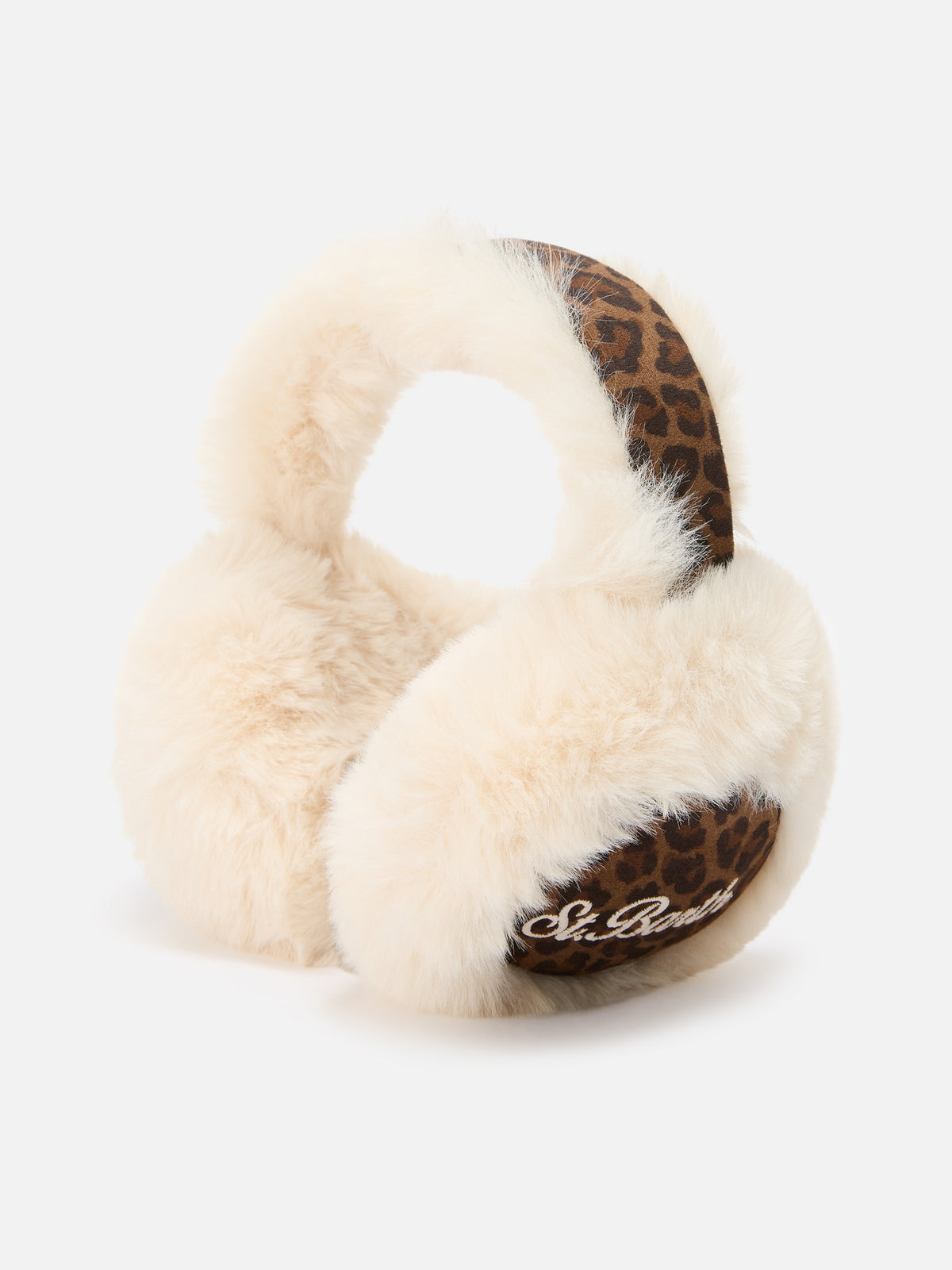 Cache-oreilles à imprimé léopard avec broderie logo 