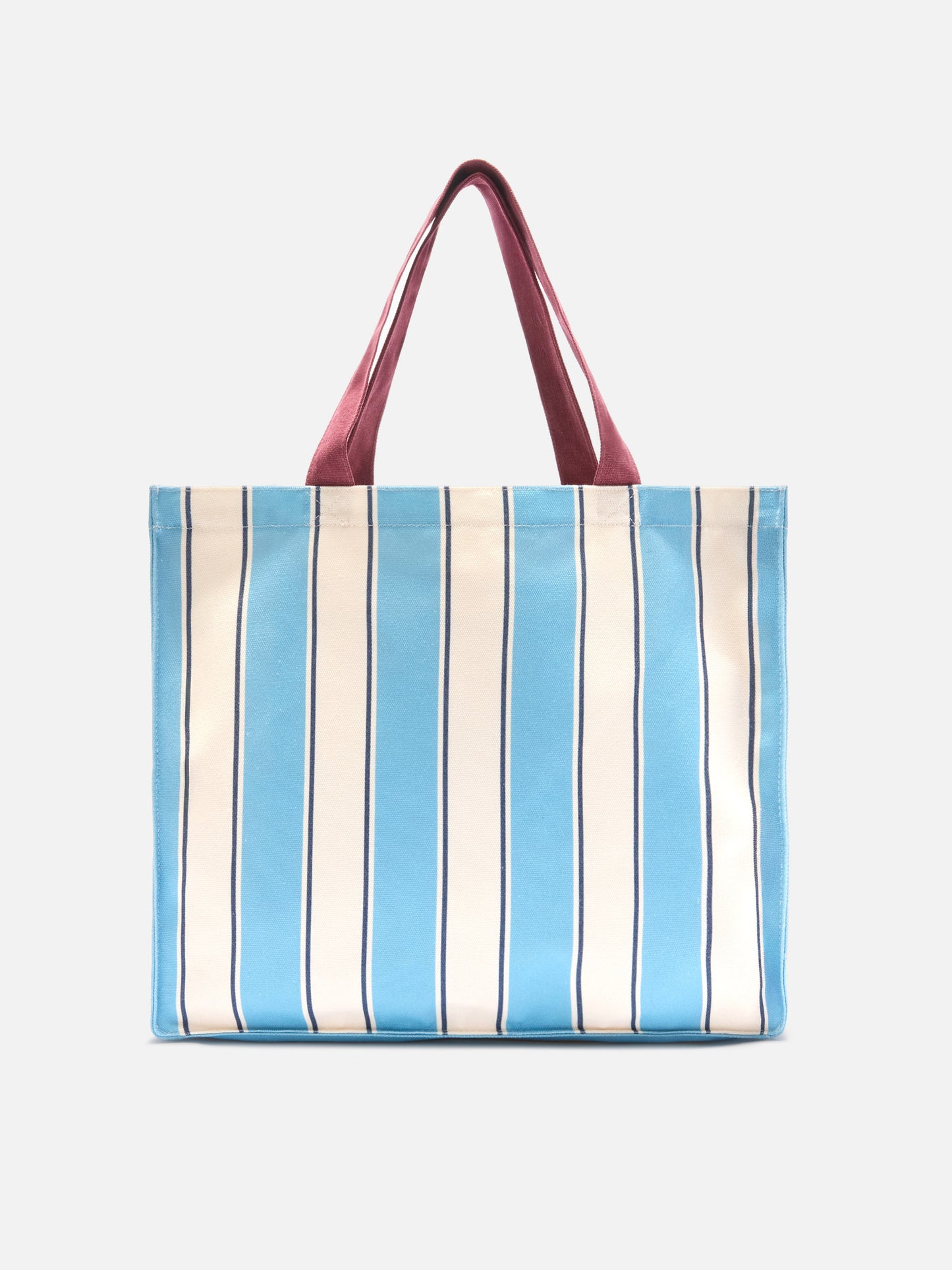 Borsa Essential in canvas a righe azzurre e bianche con logo a contrasto