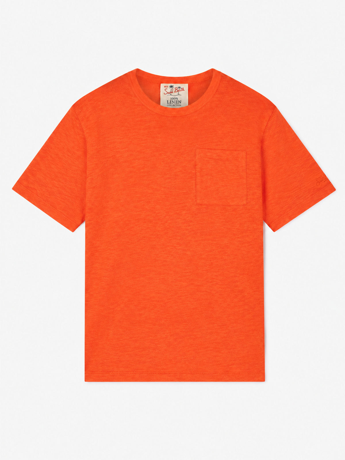 T-shirt Ecstasea arancione in lino con taschino