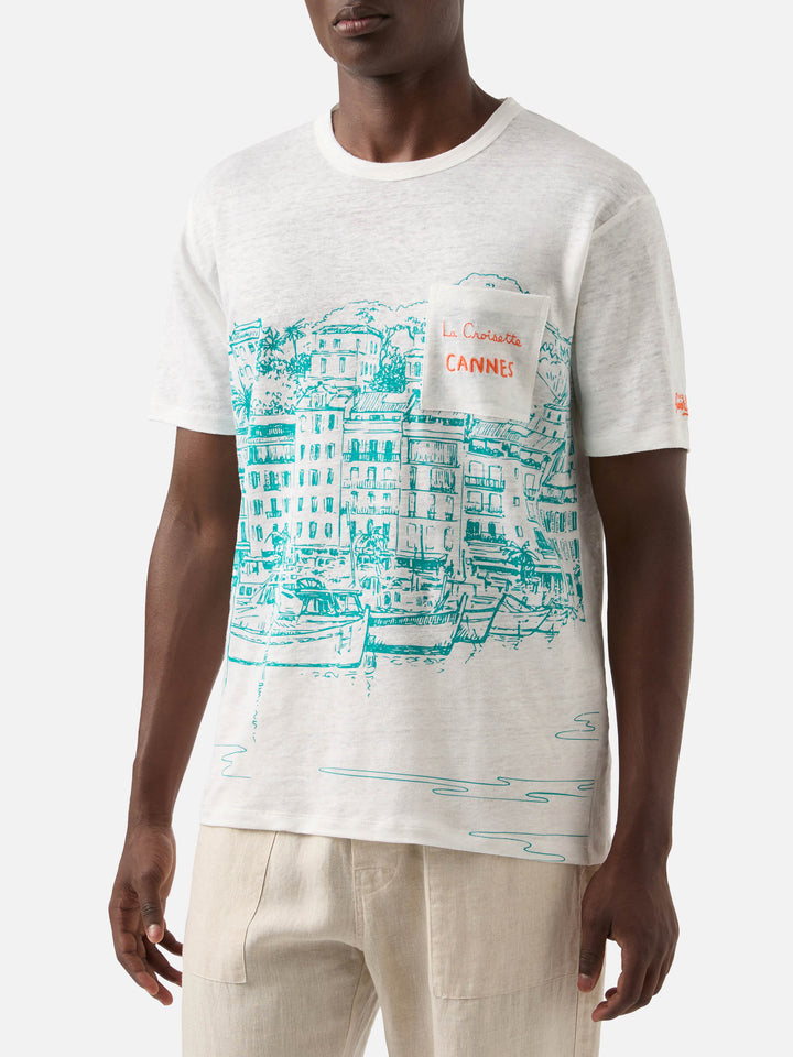 Ecstasea linen jersey t-shirt with Cannes print