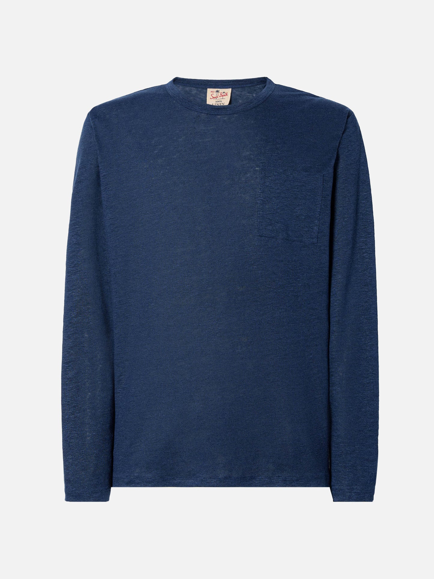 Man navy blue linen jersey t-shirt Ecstasea with pocket