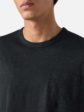Man black linen jersey t-shirt Ecstasea with pocket
