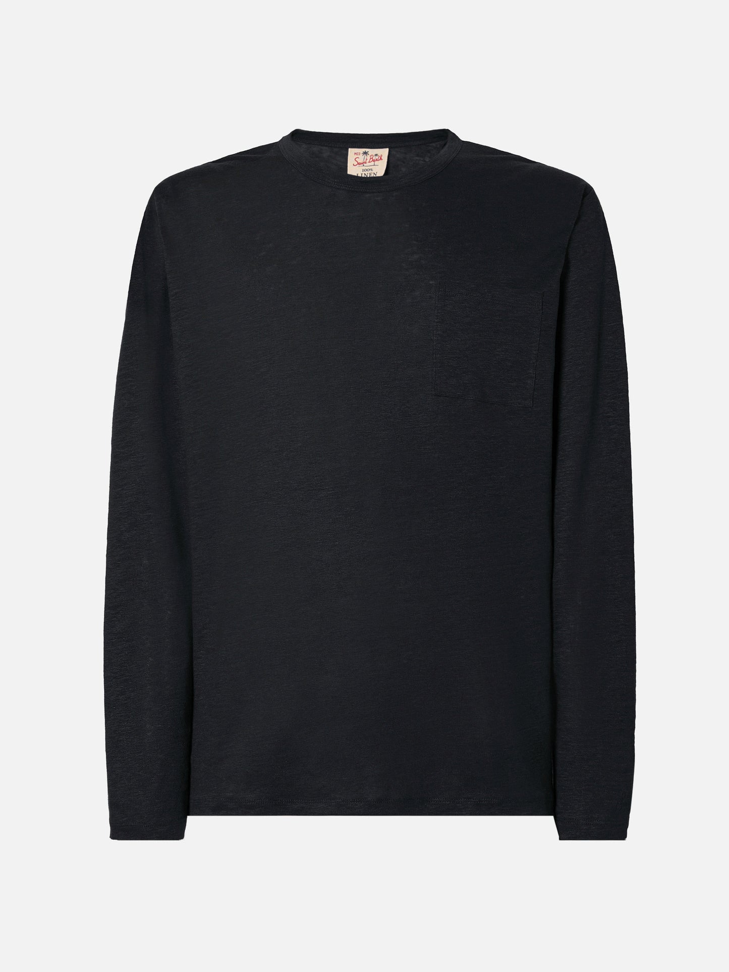 Man black linen jersey t-shirt Ecstasea with pocket