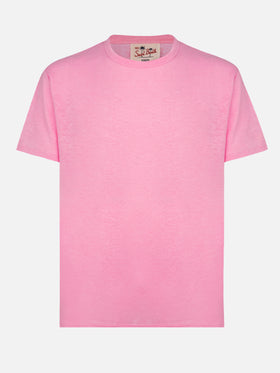 Bubble pink linen jersey t-shirt Ecstasea