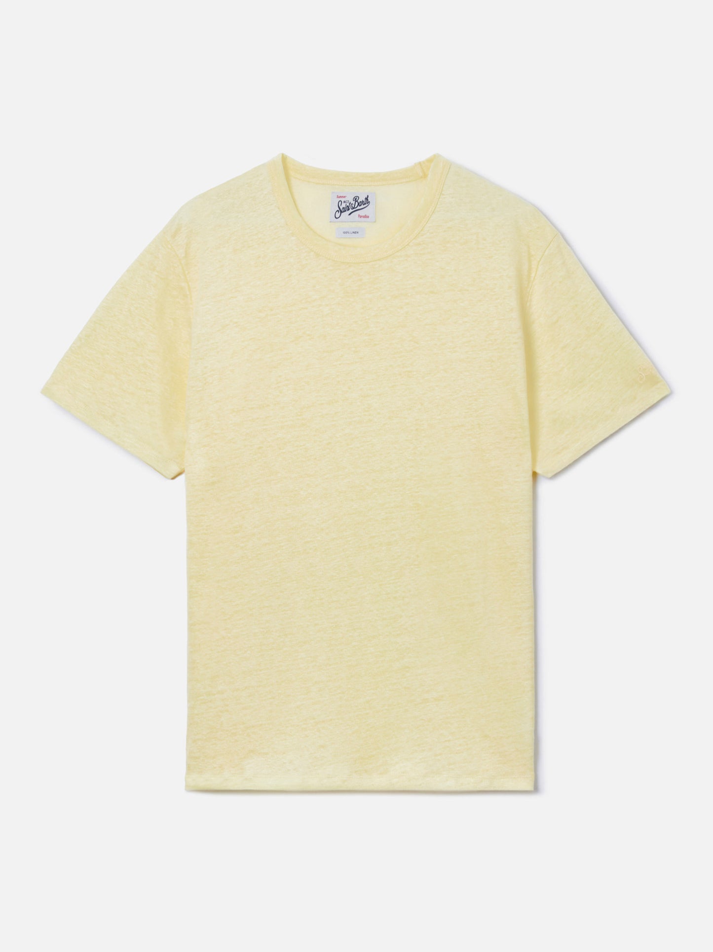 T-shirt Ecstasea in puro lino giallo con logo ricamato