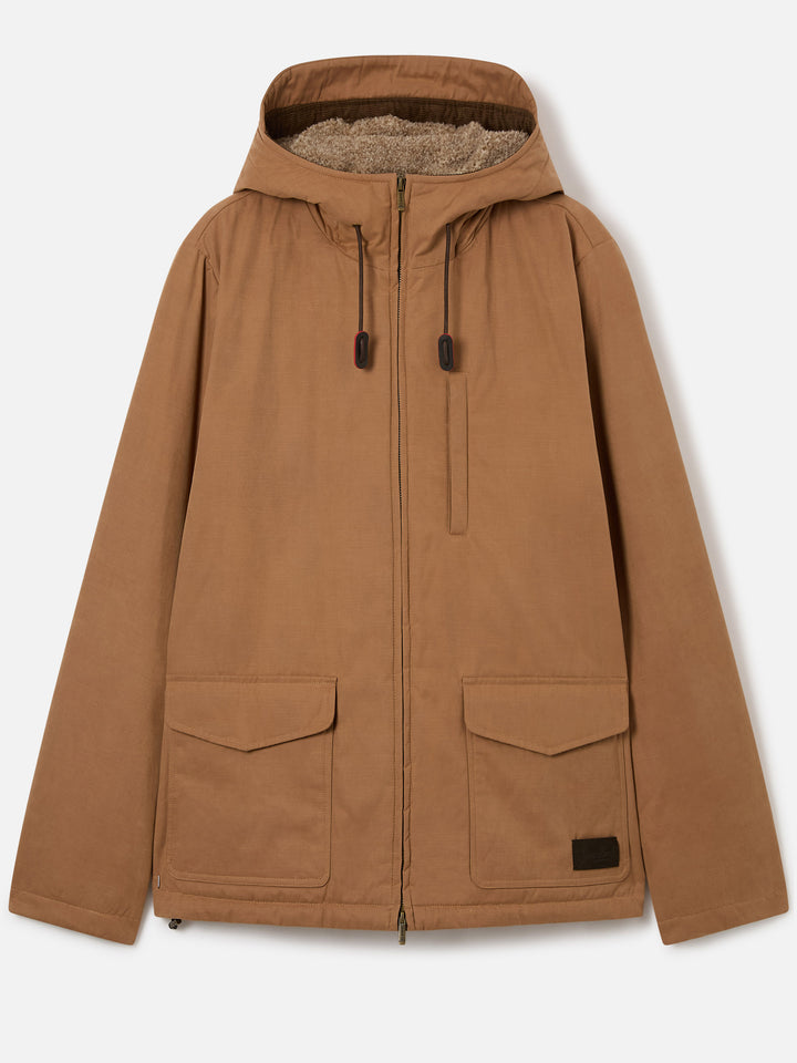Veste à capuche kaki Edgar cirée avec doublure teddy 