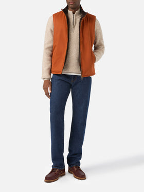 Orange Edgar waxed vest with teddy lining