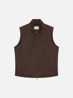 Brown Edgar waxed vest with teddy lining