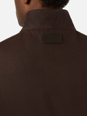 Brown Edgar waxed vest with teddy lining