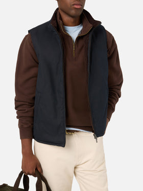 Chaleco encerado Edgar Navy blue con forro teddy 