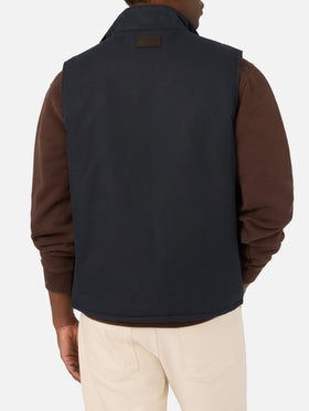 Chaleco encerado Edgar Navy blue con forro teddy 