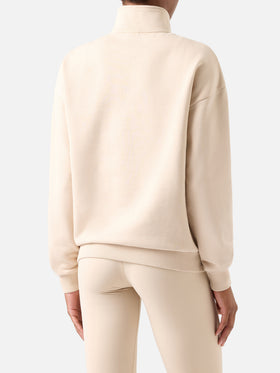 Sweat-shirt beige Eliade à demi-zip avec broderie du logo 