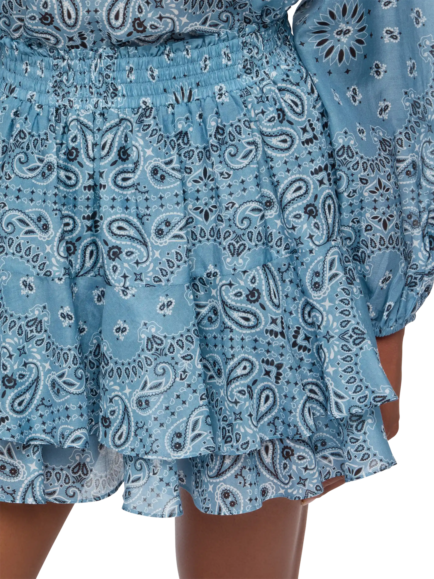 Eivissa ruffled mini skirt in silk voile with bandanna print