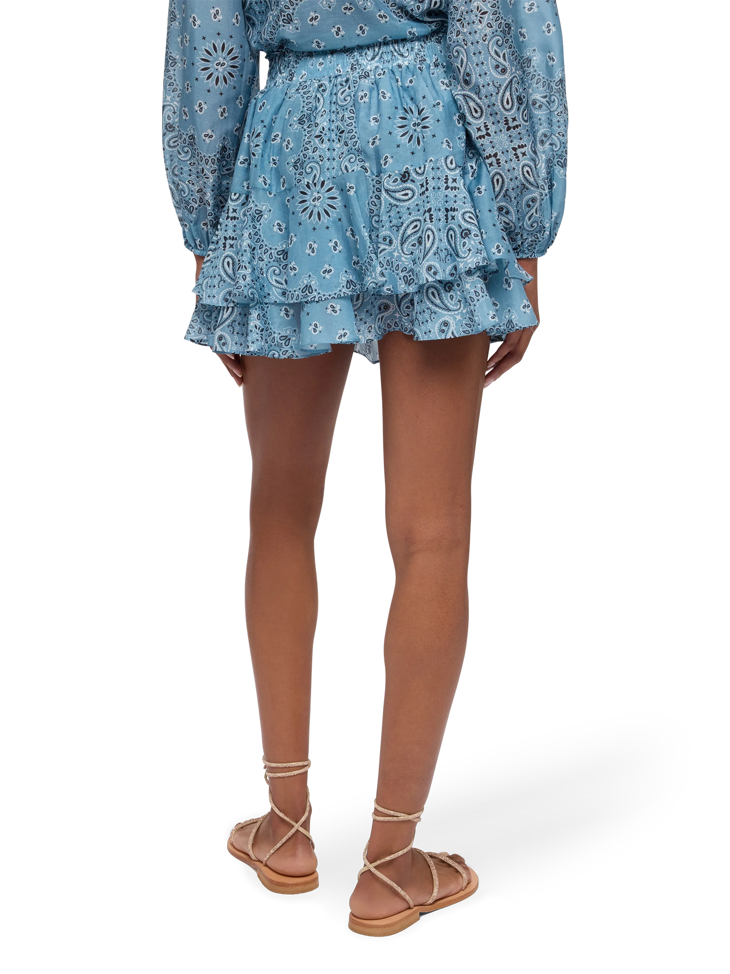 Eivissa ruffled mini skirt in silk voile with bandanna print