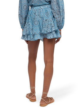 Eivissa ruffled mini skirt in silk voile with bandanna print