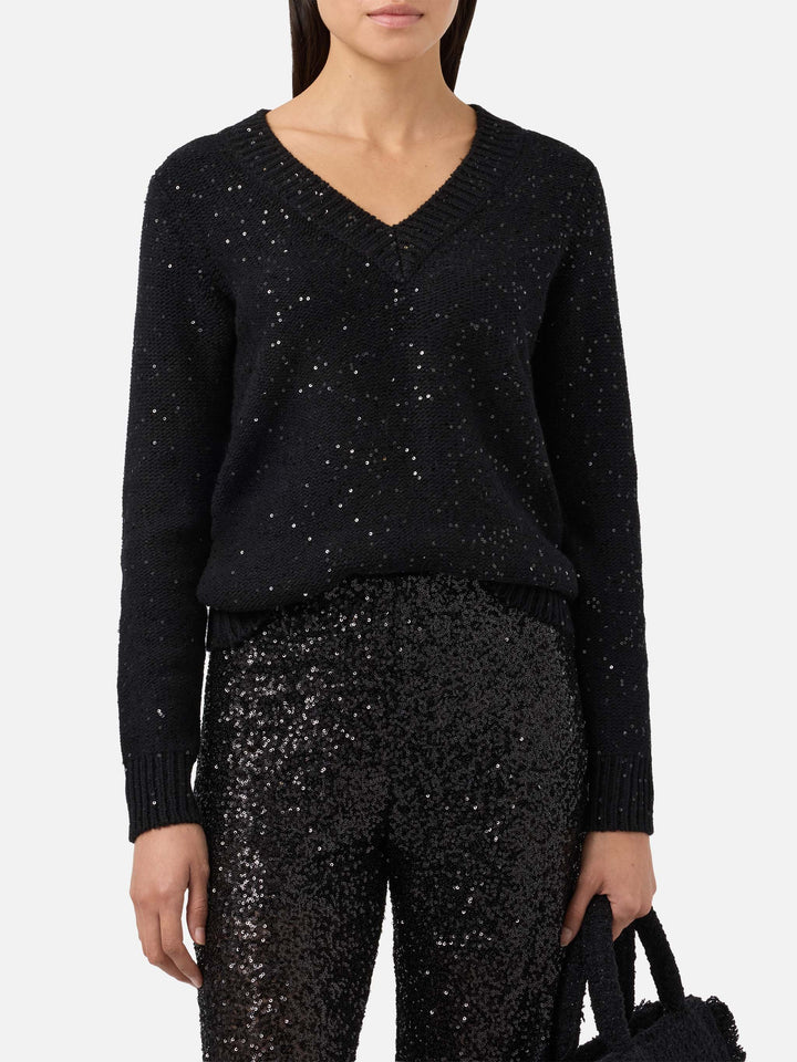 Maglione Eleara nero con pailettes