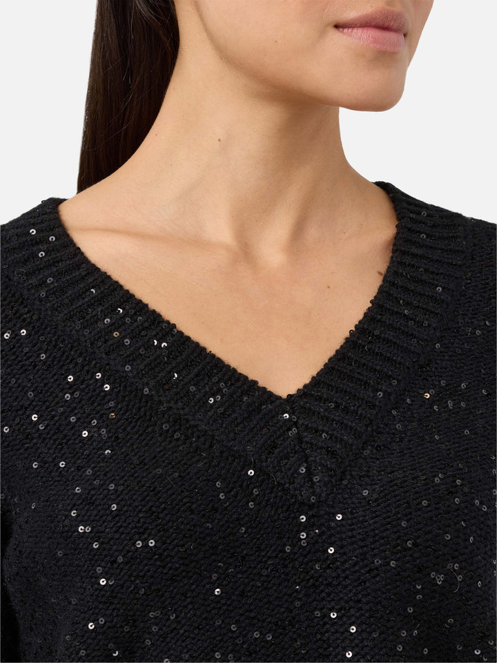 Maglione Eleara nero con pailettes