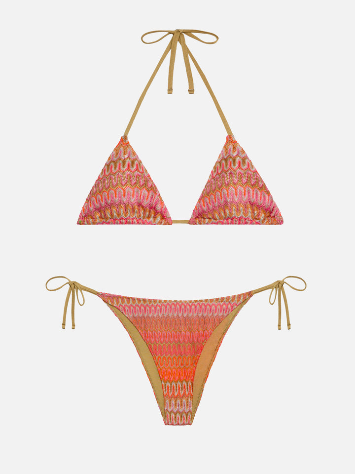 Raschel knit classic bikini Seline Elea with wave pattern
