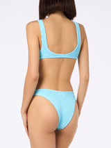 Woman light blue classic crinkle bikini Naima Elise