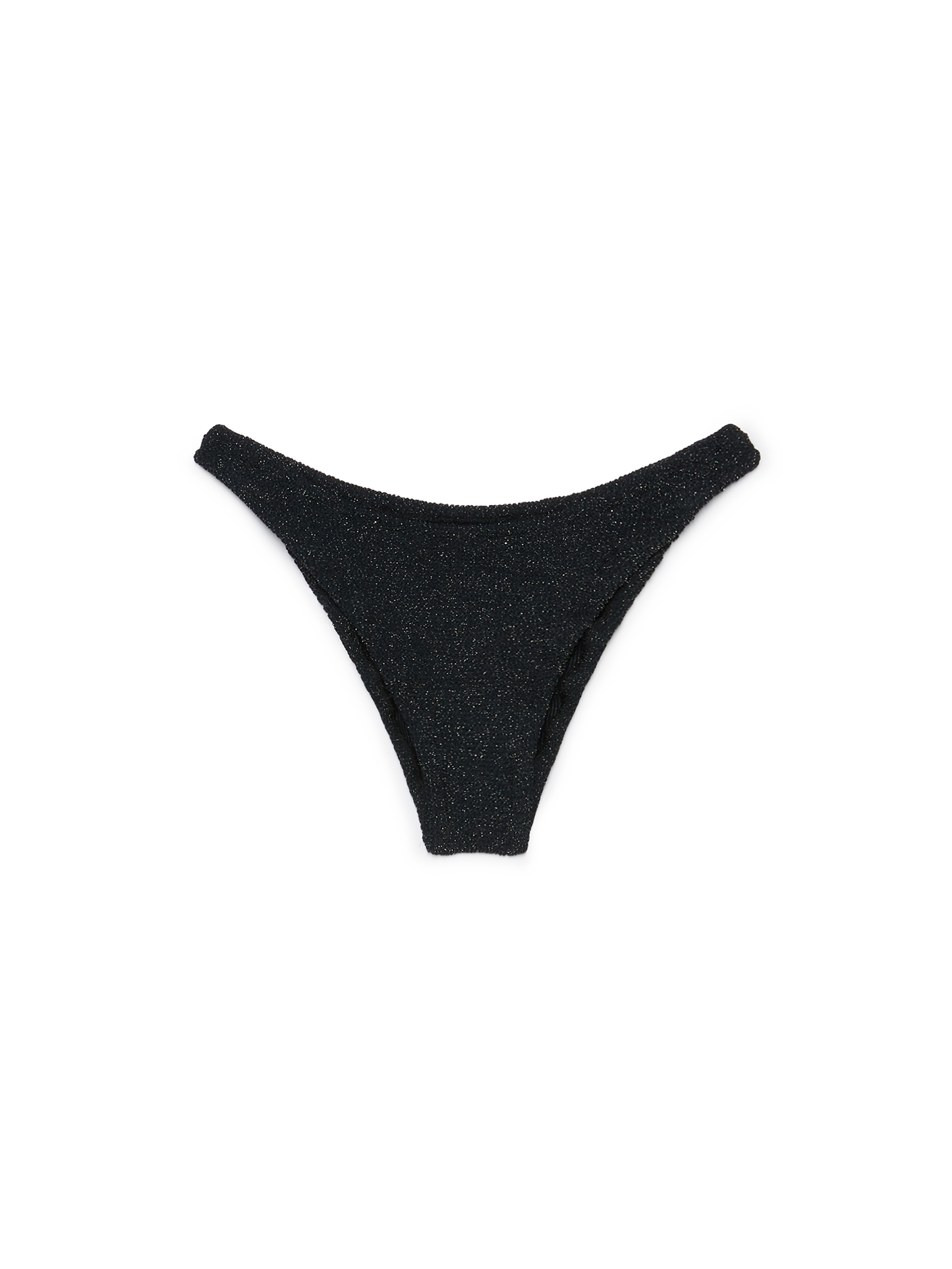 Elise – Klassischer, schwarzer Badeslip aus Crinkle-Lurex