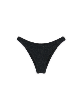 Elise – Klassischer, schwarzer Badeslip aus Crinkle-Lurex